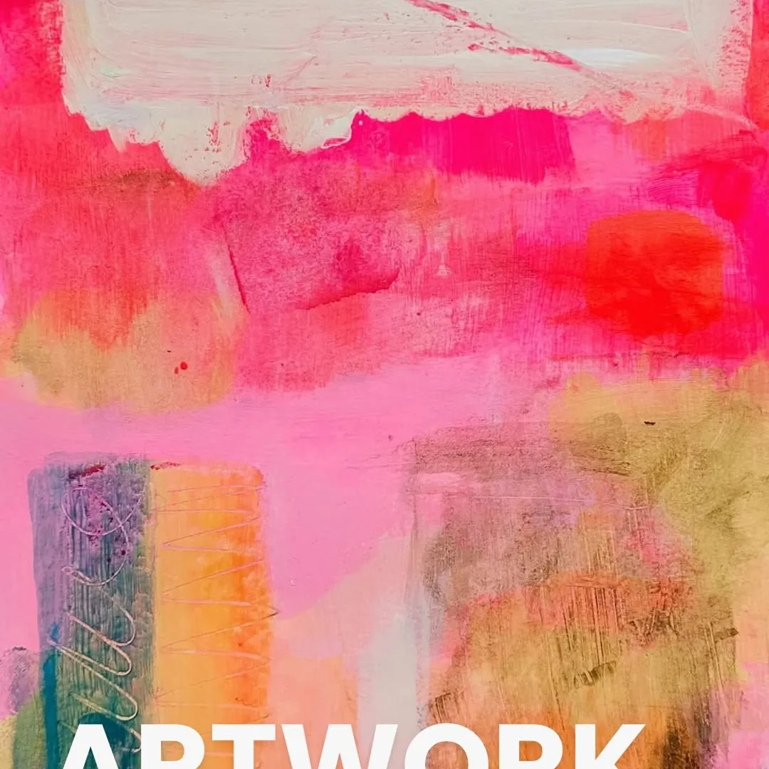 Schilderij: abstract werk in roze en wit